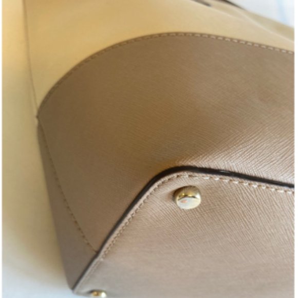 Kate Spade Ivory Beige Crossgrain Leather Handbag Shoulder Bag. - Picture 8 of 12